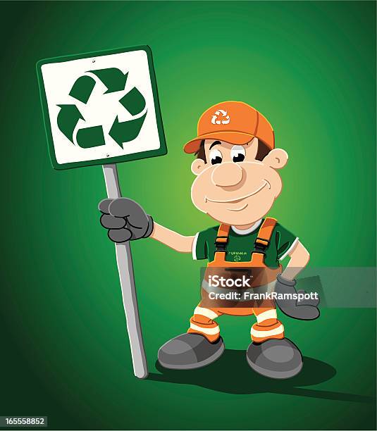 Recycling Comic Mann Stock Vektor Art und mehr Bilder von Müllmann - Müllmann, Recycling, Arbeiter