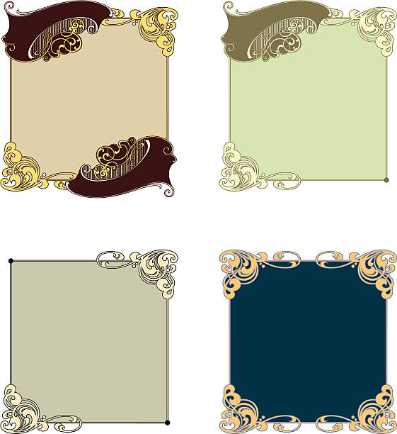 ilustraciones, imágenes clip art, dibujos animados e iconos de stock de decorado con paneles de rotulación - celtic culture frame art nouveau victorian style