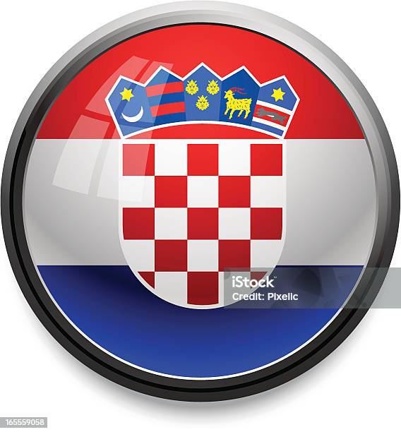 Ícone De Bandeira Da Croácia - Arte vetorial de stock e mais imagens de Azul - Azul, Bandeira, Bandeira da Croácia