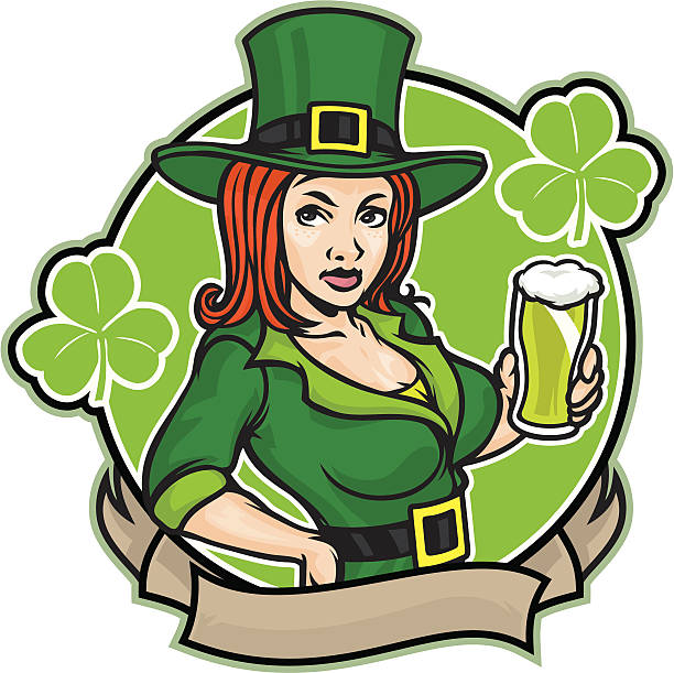 St. Patrick's girl vector art illustration