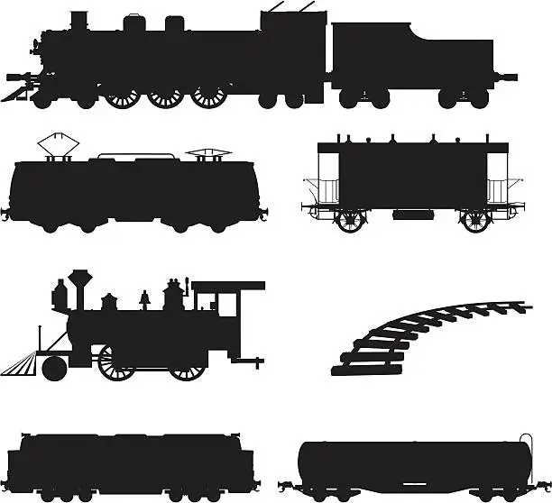 Vector illustration of Train Silhouette Collection