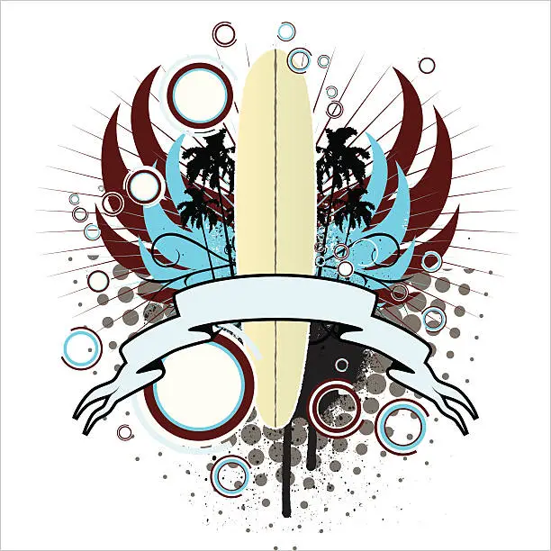 Vector illustration of surf emblem - wings