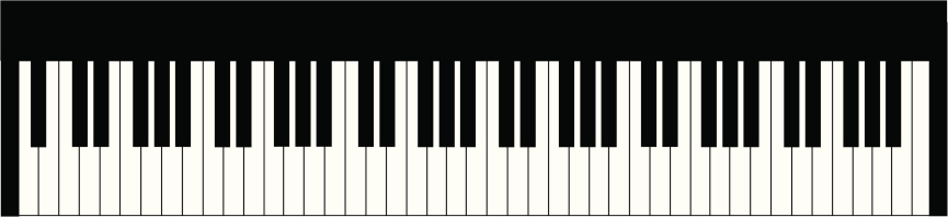 Top view of a 6+ octave keyboard.