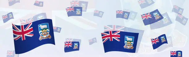 Vector illustration of Falkland Islands flag-themed abstract design on a banner. Abstract background design with National flags.