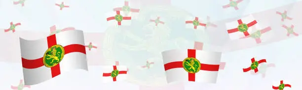 Vector illustration of Alderney flag-themed abstract design on a banner. Abstract background design with National flags.