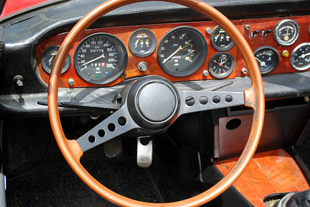 istock steering wheel interior of old vintage car 165568763
