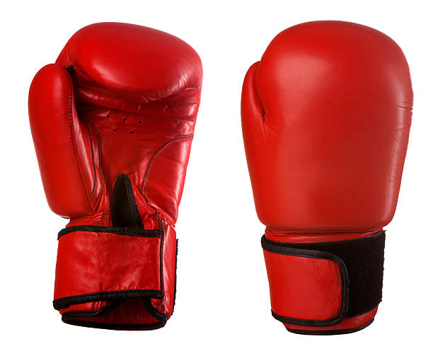istock Pair of red leather boxing gloves 165573775