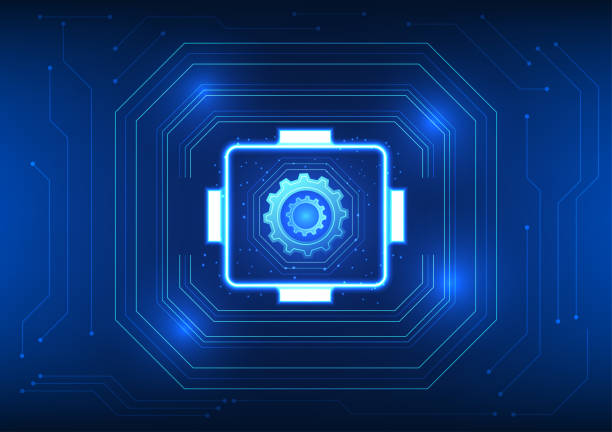 istock Gear technology The gear is in the middle with the accompanying elements. It means that technology is the engine that drives human progress and improves life. and the economy improves 1655780775
