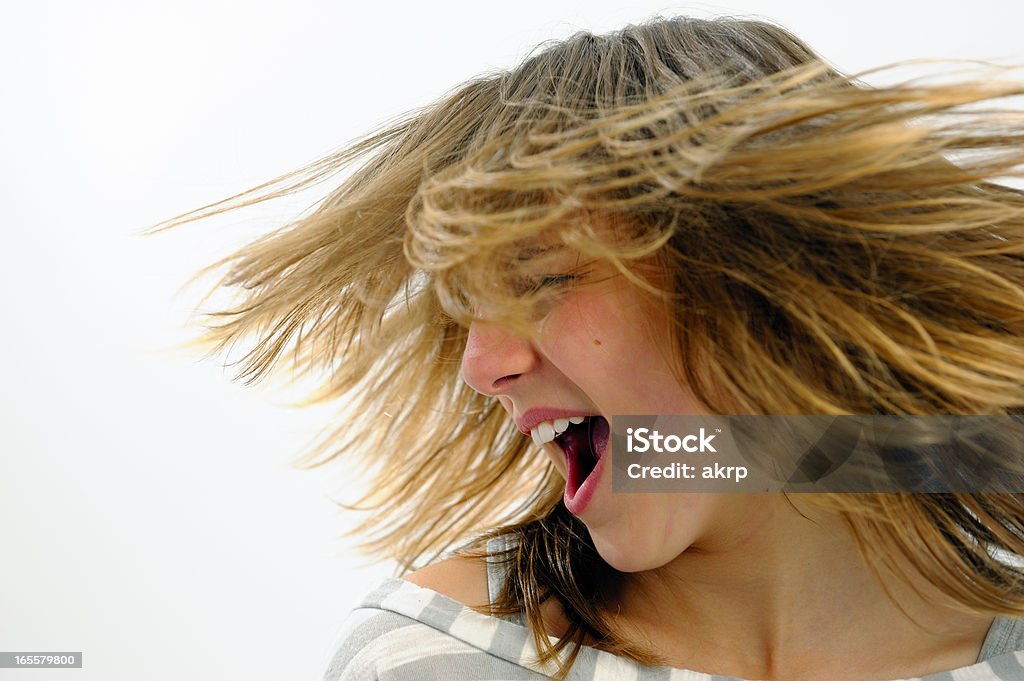 Menina jogando o cabelo - Foto de stock de 10-11 Anos royalty-free
