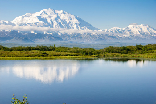 Small Lake near Wonder Lake in Denali National Park perfectly situated to reflect mighty Mt. McKinley.