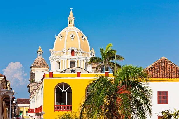 San Pedro Claver Church In Cartagena, Colombia Famous Church From Cartagena, Colombia Named After Peter Claver Who Became The Patron Saint Of Slaves cartagena colombia stock pictures, royalty-free photos & images