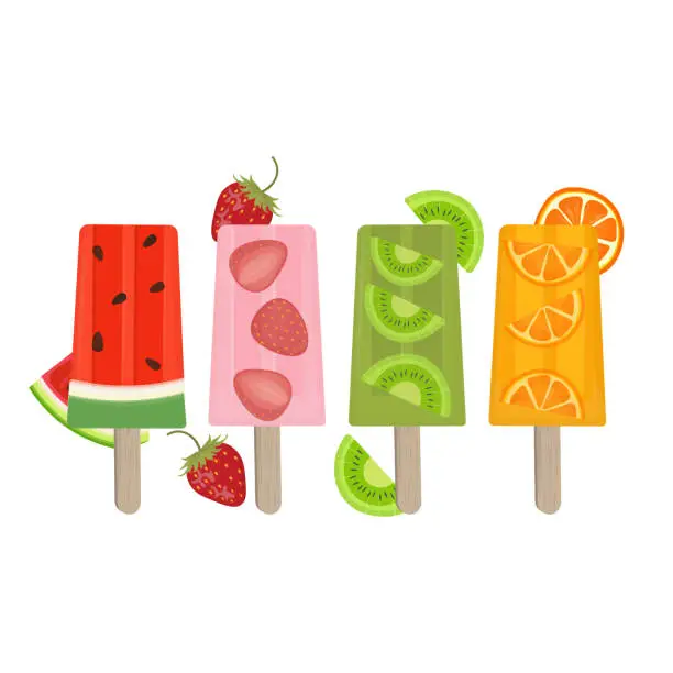 Vector illustration of Tropical fruit flavored Popsicle Ice