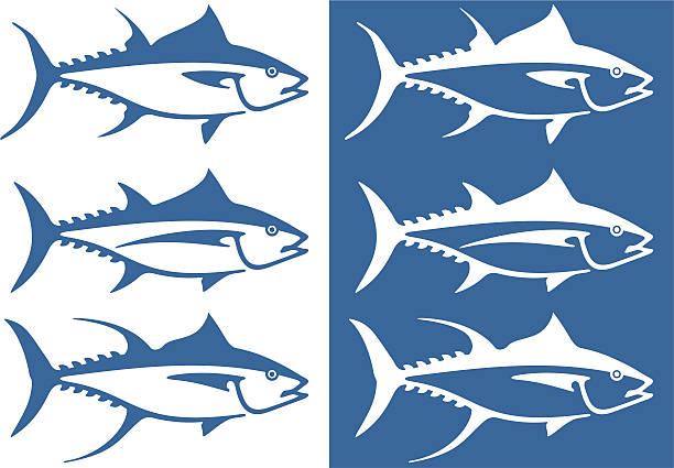 stylizowane tuńczyka - yellowfin tuna obrazy stock illustrations