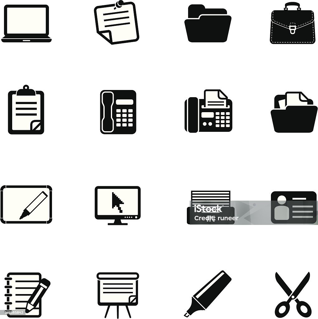 Biuro i biały lub czarny ikony/seria - Grafika wektorowa royalty-free (Ikona)