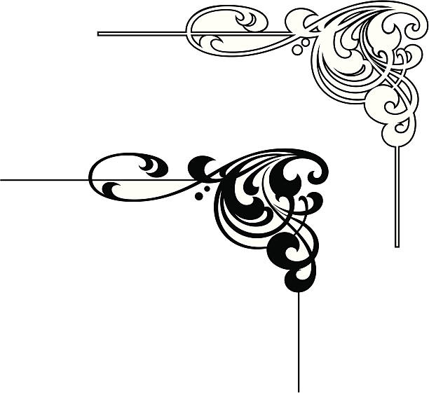アールヌーボーコーナー - corner arc frame swirl点のイラスト素材／クリップアート素材／マンガ素材／アイコン素材