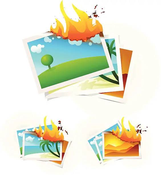 Vector illustration of Burning Photos