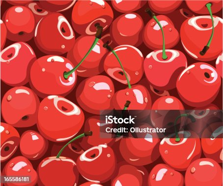 istock Red cartoon cherries pattern all over page 165586181