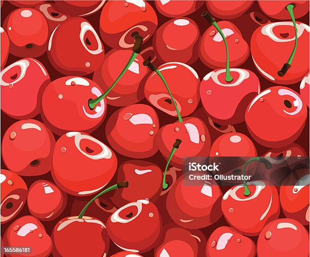 Red Cartoon Cherries Pattern All Over Page Stock Illustration - Download Image Now - Cherry, Pattern, Backgrounds