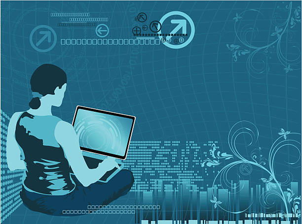 Cyber Surfing vector art illustration
