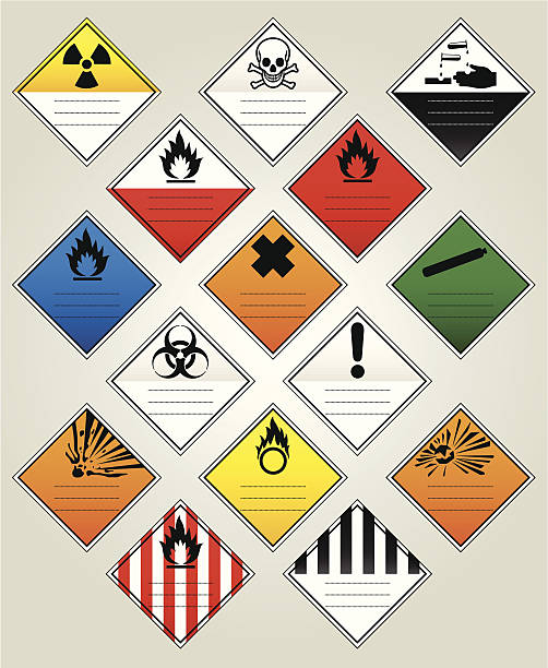 HazChem Warning Diamonds 15 standard HazChem (Hazadous Chemical) Warning Diamonds. hazardous waste symbol stock illustrations