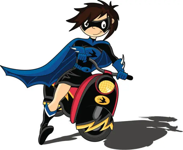 Vector illustration of Super Girl on Motorbike