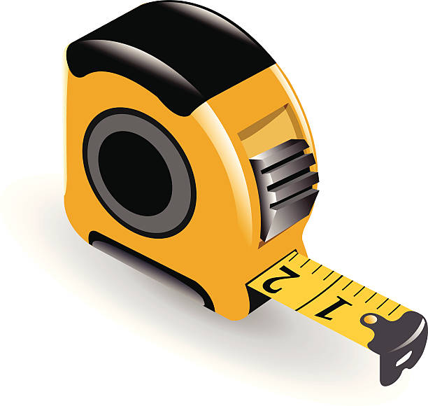 Yellow and black tape measure on a white background vector art illustration