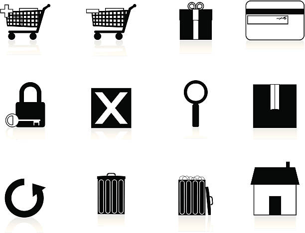 Internet Icons Series 1 - E-Commerce, Black vector art illustration