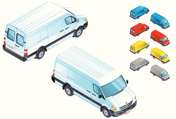 Multi cores Utility Vans minibarra de ferramentas - ilustração de arte vetorial