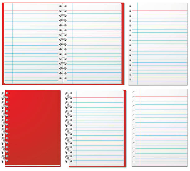 レッドスパイラルノート - note pad workbook paper ring binder点のイラスト素材／クリップアート素材／マンガ素材／アイコン素材
