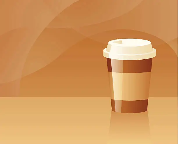 Vector illustration of curved space: takeaway coffee