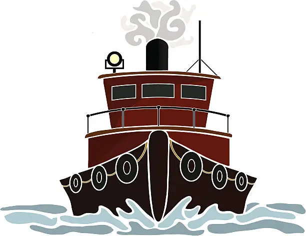 Vector illustration of Red Tugboat