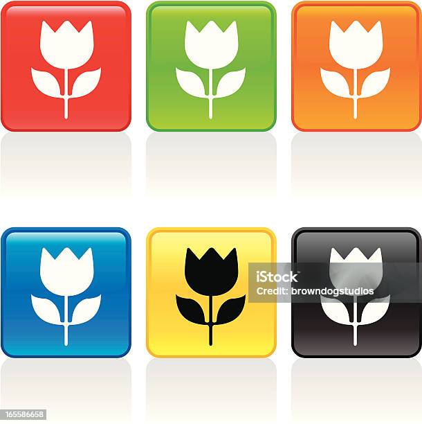 Ilustración de Icono De Tulipán y más Vectores Libres de Derechos de Amarillo - Color - Amarillo - Color, Azul, Blanco - Color