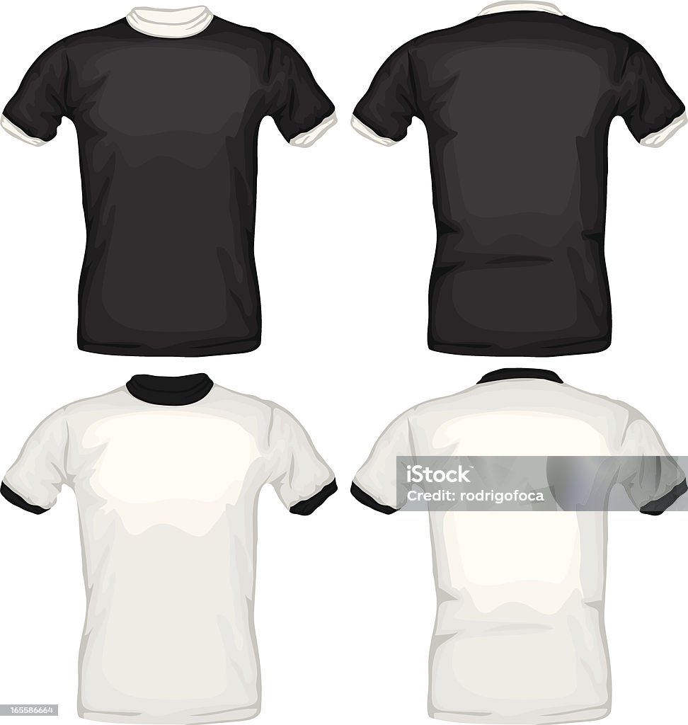 Black And White Ring Tee Shirts Front Back AI CS3, EPS 8 and HI Resolution (5000px) Jpg files. T-Shirt stock vector