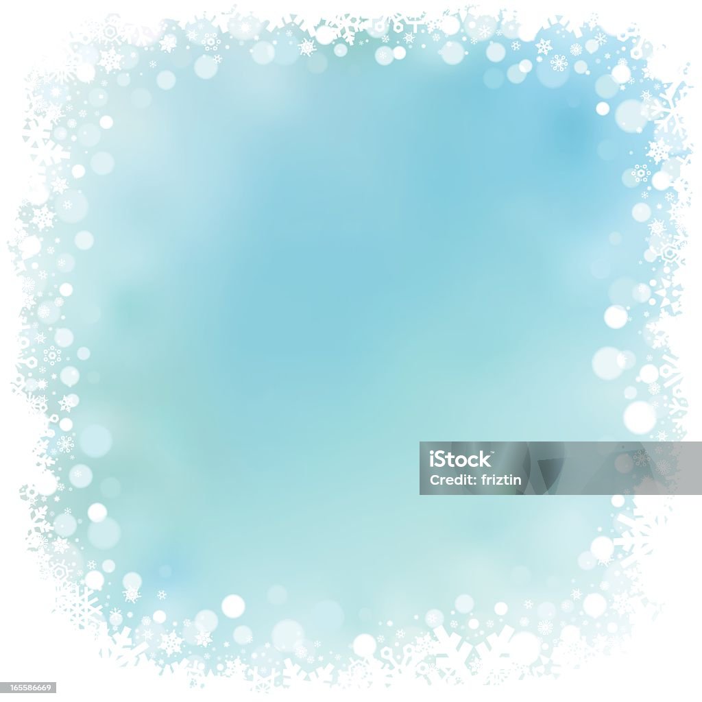 Abstract snowy background with blue center Snow frame blue background and defocused lights. Glacier stock vector