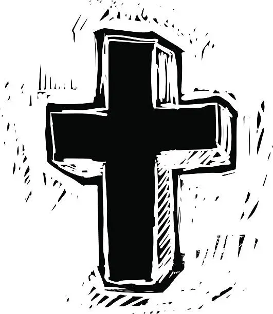 Vector illustration of Woodcut Cross