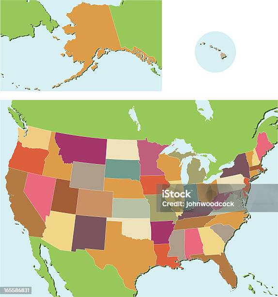 Eua Mapa - Arte vetorial de stock e mais imagens de Big Island - Ilhas do Havai - Big Island - Ilhas do Havai, Cidade de Nova Iorque, Delaware