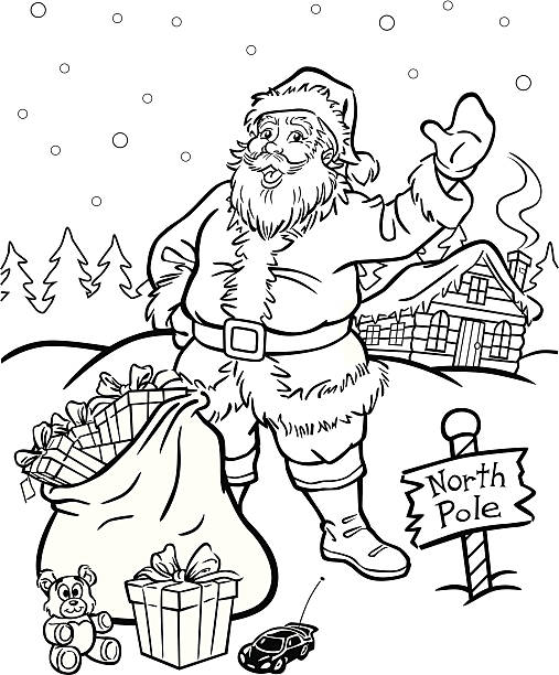 Coloring Book Santa Claus Great illustration of Santa Claus at his workshop. Perfect for a coloring book page. EPS and JPEG files included. Be sure to view my other holiday illustrations, thanks! colouring stock illustrations