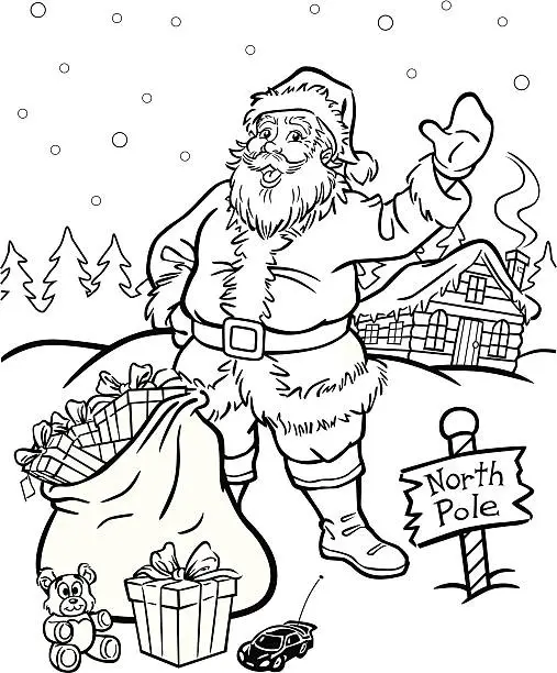 Vector illustration of Coloring Book Santa Claus
