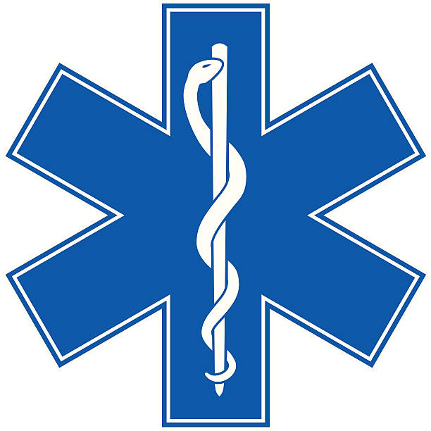 ilustraciones, imágenes clip art, dibujos animados e iconos de stock de medicina de emergencia símbolo de la estrella de vida - cpr emergency services urgency emergency sign
