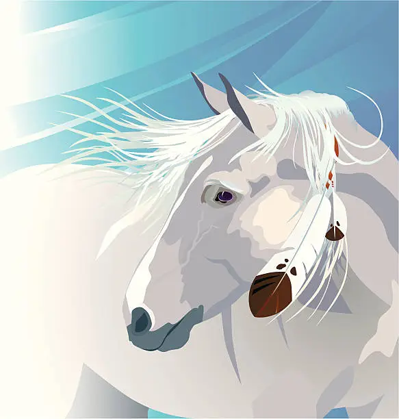 Vector illustration of White horse