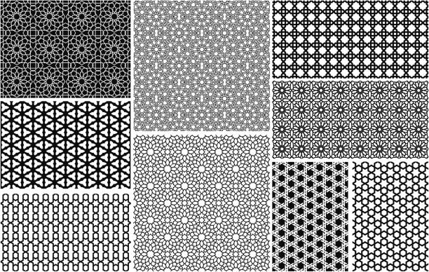 원활한 이슬람력 패턴 - 아라빅 양식 stock illustrations