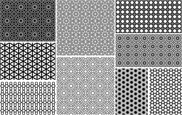 stockillustraties, clipart, cartoons en iconen met seamless islamic patterns - arabische stijl