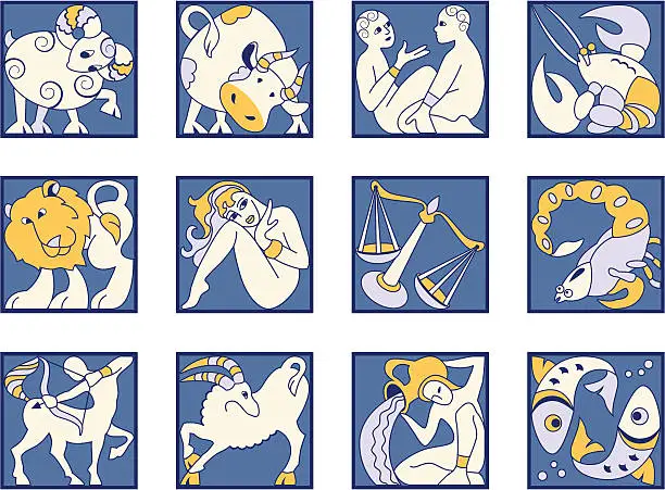 Vector illustration of Signs of zodiac