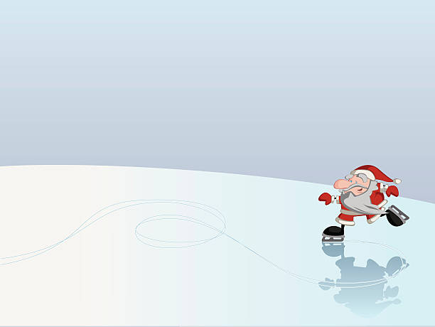 Patinaje sobre hielo-Santa - ilustración de arte vectorial