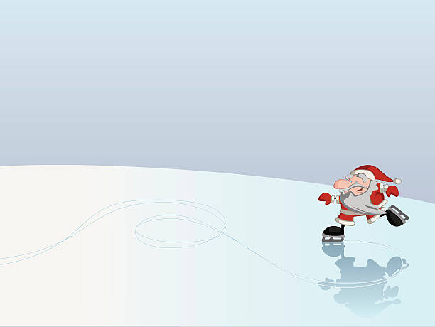 Patinage sur glace-Santa - Illustration vectorielle