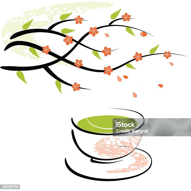 Blossom И Зеленый Чайная Чашка — стоковая векторная графика и другие изображения на тему Английский завтрак - Английский завтрак, Антидепрессант, Без людей