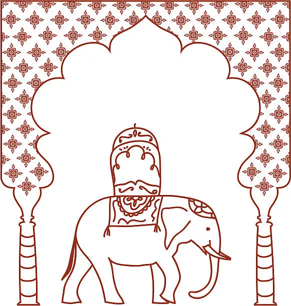 Vector illustration of Mehndi Elephant Procession (Vector)