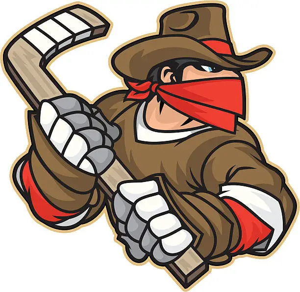 Vector illustration of Bandit Hockey Player