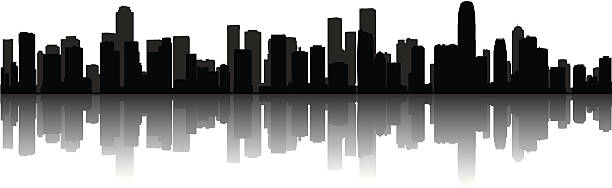 Modern Cityscape Silhouette of a modern cityscape. skyscraper illustrations stock illustrations
