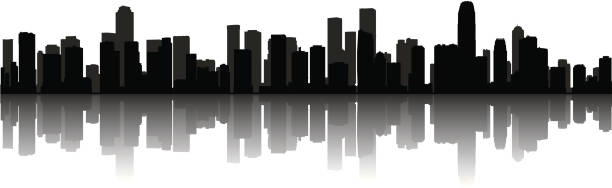 Modern Cityscape Silhouette of a modern cityscape. skyscraper illustration stock illustrations